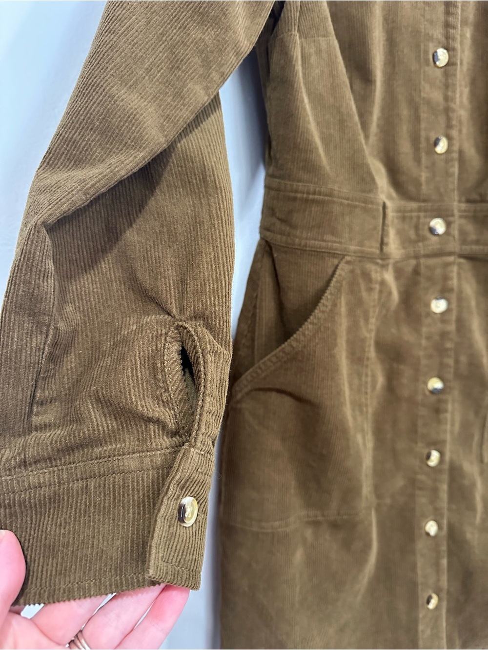 Universal Thread Olive Brown Corduroy Shirtdress - Picture 3 of 8